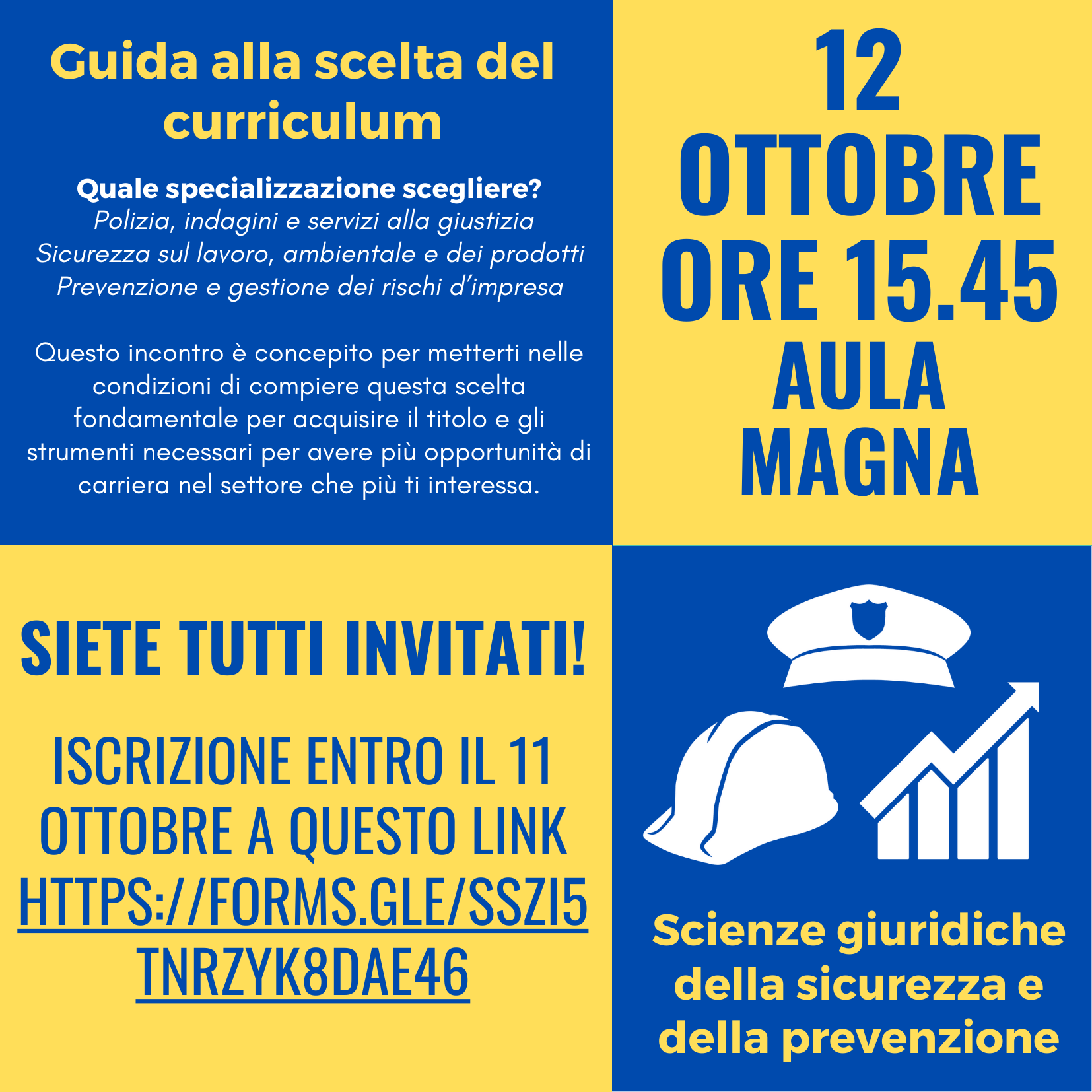 Guida alla scelta del curriculum per studenti del primo anno di Scienze giuridiche della sicurezza e della prevenzione