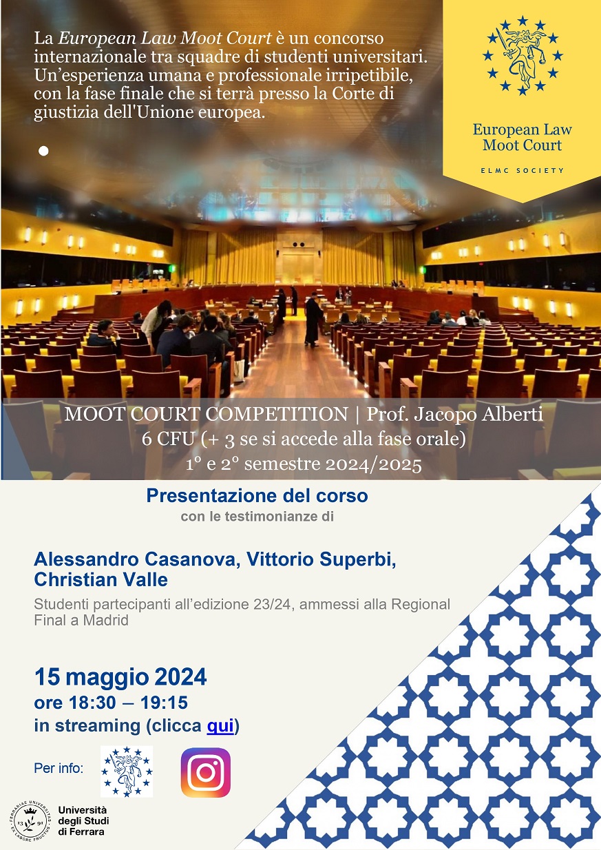 Novità - Moot Court Competition a.a. 2024/25 - INCONTRO INFORMATIVO